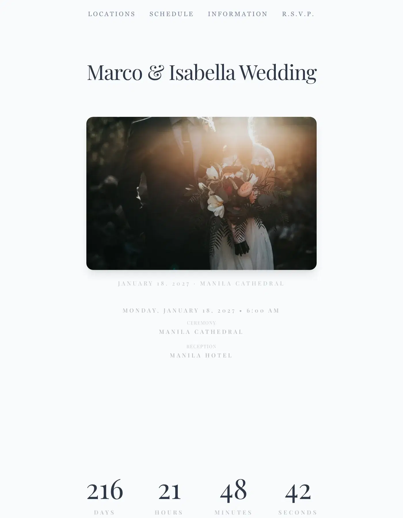 Classic sample invitation for Marco & Isabella