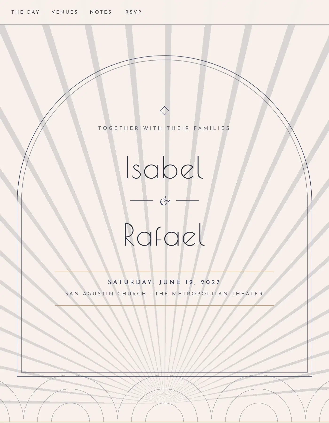 Deco sample invitation for Isabel & Rafael
