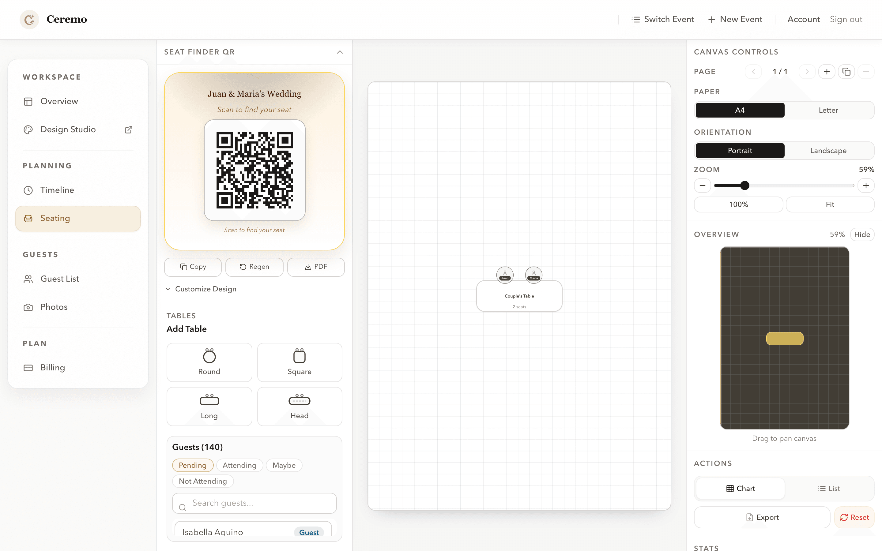 Ceremo seating planner