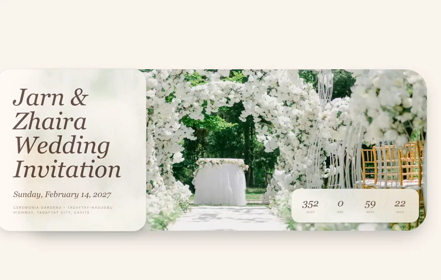 Ceremo invitation preview showing a beautifully designed digital wedding invitation