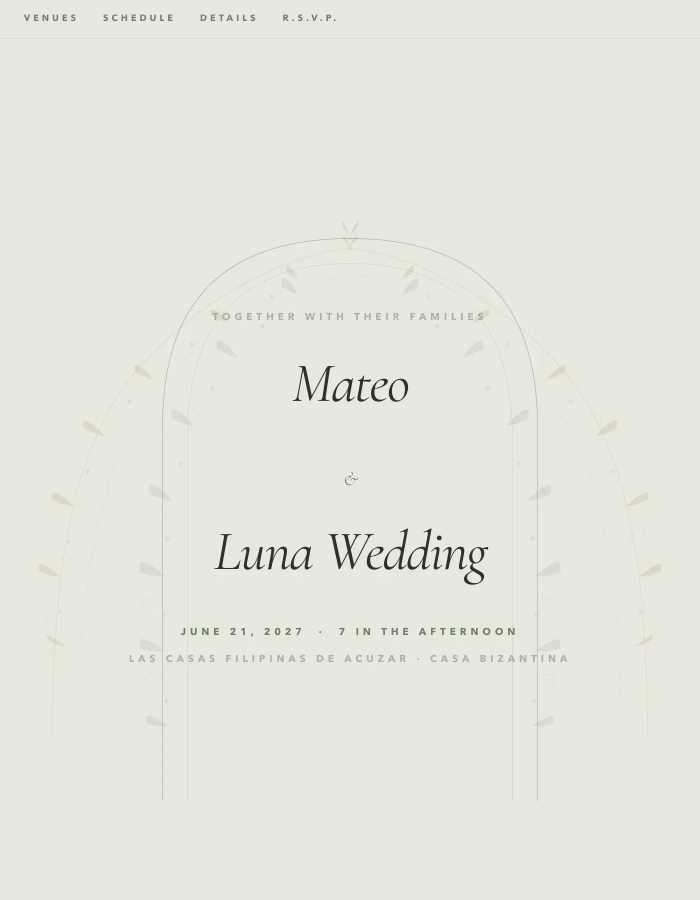 The Terracotta wedding invitation template, as a live sample